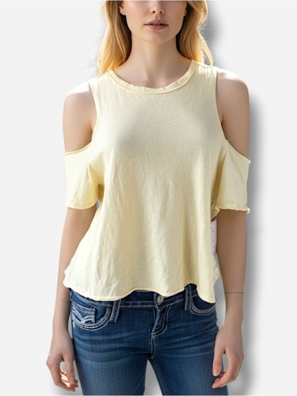 🌸New🌸 Free People Crew Neck Top Size XS Yellow